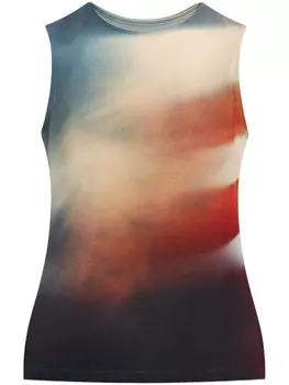 Issey Miyake топ без рукавов с абстрактным принтом, черный