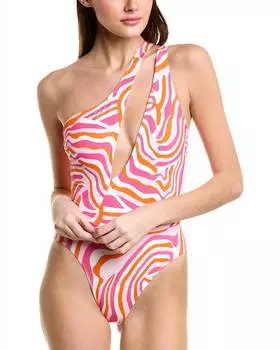 Issi одно плечо цельный купальник с абстрактным принтом зебры Solid & Striped, цвет abstract zebra print