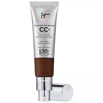 IT Cosmetics CC+ Крем-основа для коррекции цвета с полным покрытием и SPF 50+, цвет Deep Mocha
