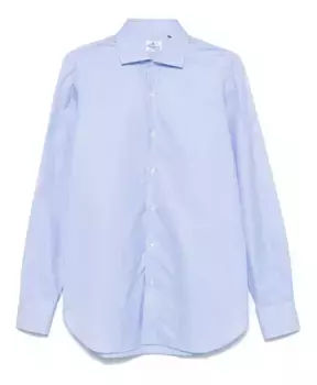 Итальянская хлопковая рубашка 100% хлопок. Finamore, синий