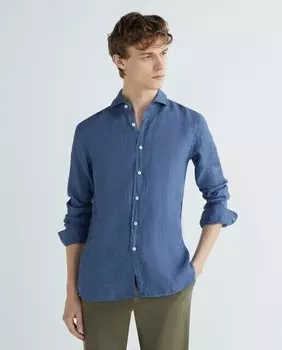 Итальянская мужская спортивная рубашка стандартного кроя Xacus, темно-синий