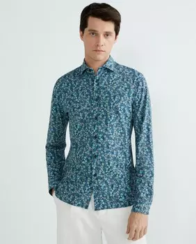 Итальянская мужская спортивная рубашка стандартного кроя Xacus, темно-синий