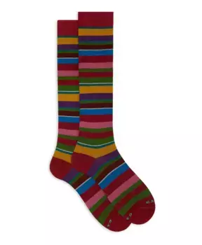 Итальянские длинные носки в полоску Gallo, мультиколор