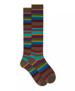 Итальянские длинные полосатые носки Gallo, мультиколор