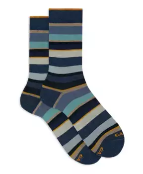 Итальянские короткие носки в разноцветную полоску Gallo, мультиколор