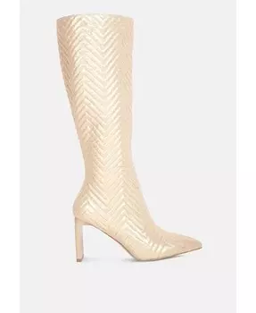 Итальянские стеганые ботинки на блочном каблуке Prinkles London Rag, бежевый