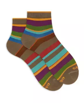 Итальянские суперкороткие носки в полоску Gallo, мультиколор