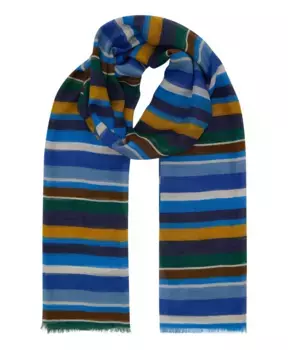 Итальянский хлопково льняной шарф в полоску Gallo, мультиколор