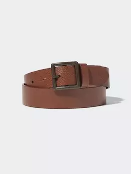 Итальянский кожаный винтажный ремень Uniqlo, коричневый