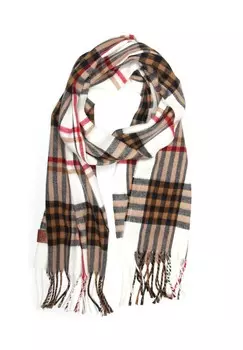 Итальянский шарф Венеция, приятный, мягкий, в современную клетку Collezione alessandro, бежевый