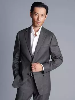 Итальянский шерстяной пиджак узкого кроя Pindot Charles Tyrwhitt, серый