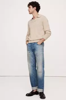 Итальянский свитер поло из мериносовой шерсти Banana Republic, бежевый