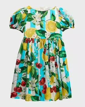 Итальянское праздничное платье с пышными рукавами для девочек Dolce&Gabbana, цвет Multi