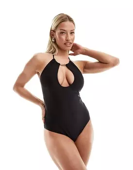 Ivory Rose – Черный купальник с увеличенной грудью и открытой передней частью, два размера