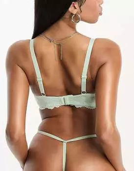 Ivory Rose Fuller Bust DD-G без подкладок, кружевной бюстгальтер-балкончик серо-зеленого цвета Ivory Rose