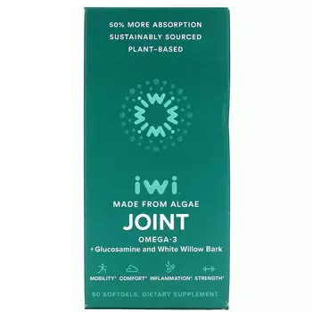 iWi, Joint, омега-3 + глюкозамин и кора белой ивы, 60 мягких таблеток