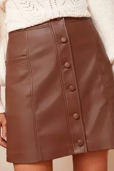 Из искусственной кожи с карманами и застежкой на пуговицы Love & Roses