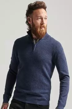 Из шерсти мериноса на короткой молнии Superdry, синий