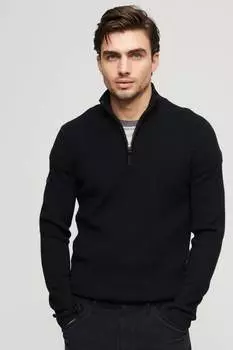 Из шерсти мериноса на короткой молнии Superdry, черный