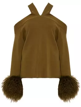 Izaak Azanei джемпер с меховыми манжетами, коричневый