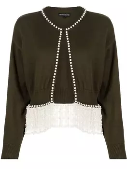 Izaak Azanei шерстяной кардиган с жемчугом, зеленый