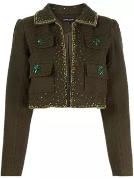 Izaak Azanei укороченный жакет с кристаллами, зеленый