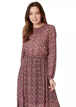 Izabel London Розовое чайное платье миди с оборками