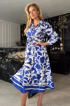 Изабелла в абстрактном узоре с галстуком спереди Girl In Mind, синий