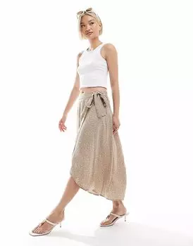 Изделия - Юбка-халат миди бежевого цвета с узором «точки» Pieces