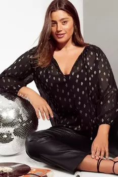 Изгибы, как эти изгибы шифоновая блузка с завязкой на шее Friends Like These, черный