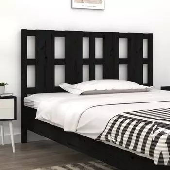 Изголовье кровати vidaXL черное 145,5x4x100 см массив сосны