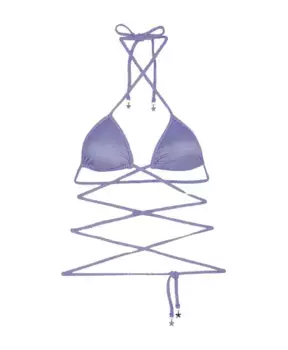 Изготовлен плетеный бюстгальтер с треугольными чашечками F**K, фиолетовый