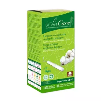 Изготовлено из органического хлопка Tampones Con Aplicador Super Silver Care, 14 UD