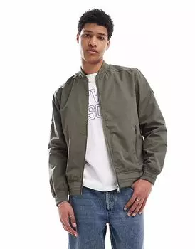 Изношенная классическая куртка-бомбер «predict» из непромокаемой ткани цвета хаки Threadbare