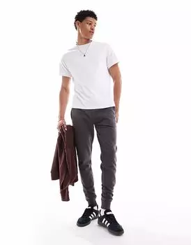 Изношенные джоггеры из смеси хлопка с трехслойным узором темно-серого цвета Threadbare