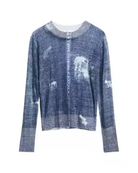 Изношенный женский джемпер Desigual, синий