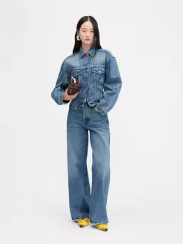 Изогнутая джинсовая куртка JACQUEMUS The denim de-Nmes jacket, цвет Blue/Tabac