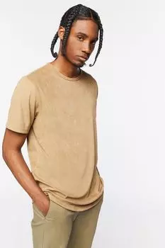 Изогнутая футболка из искусственной замши Forever 21, коричневый