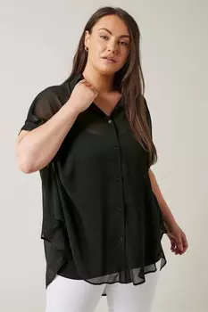 Изогнутая прозрачная блузка «летучая мышь» Evans, черный