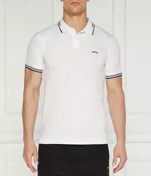 Изогнутая рубашка поло Slim fit Boss Green, белый