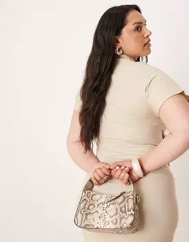Изогнутая ручная сумка-змея Accessorize бежевого цвета