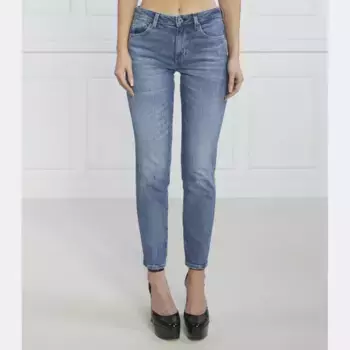Изогнутые джинсы скинни Guess, синий