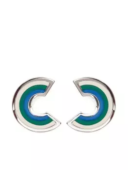 Изогнутые полосатые серьги Marni, серебряный