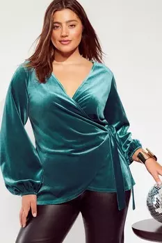 Изогнутый бархатный топ обертка Friends Like These, синий