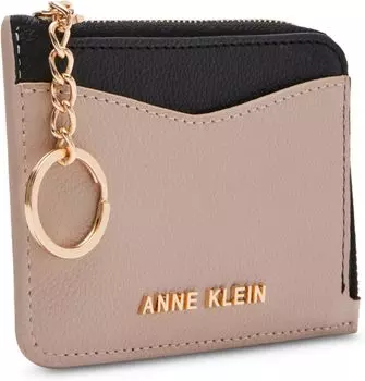 Изогнутый футляр для карточек на молнии и Go с цветными блоками Anne Klein, цвет Stone/Black