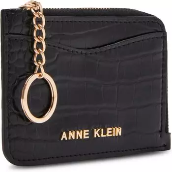 Изогнутый футляр для карточек Zip and Go из крокодиловой кожи Anne Klein, черный