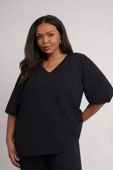 Изогнутый текстурированный рукав фонарик верх Live Unlimited, черный