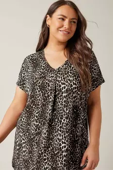 Изогнутый топ с леопардовым принтом Evans, коричневый