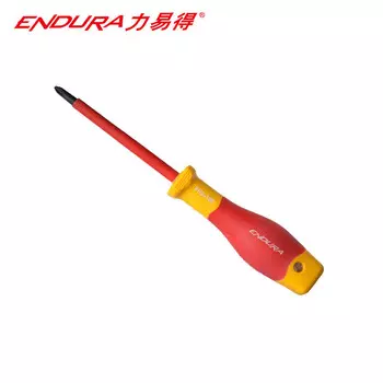 Изолированная крестовая двухцветная отвертка высокого напряжения ENDURA VDE, 1000 В, конусная отвертка PH1 * 80 мм E6497, 1 шт.