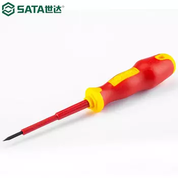 Изолированная отвертка с двухцветной ручкой серии SATA T 61323/4x100MM